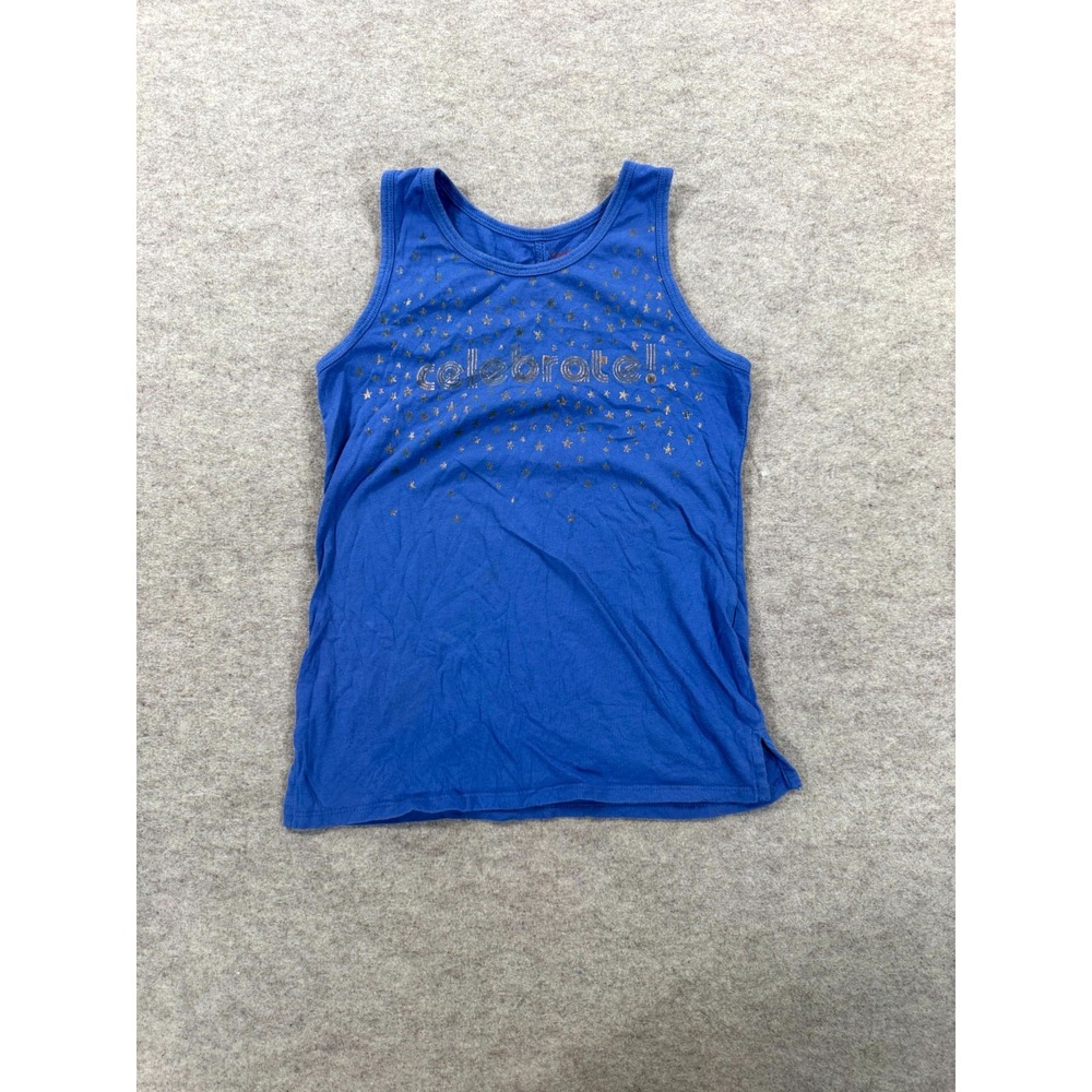 Cat & Jack Girls Royal Blue Stars Celebrate Graphic Tank Top Size M 7-8